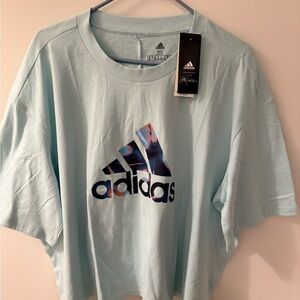 Adidas Sky Blue Tee with Graphic Logo